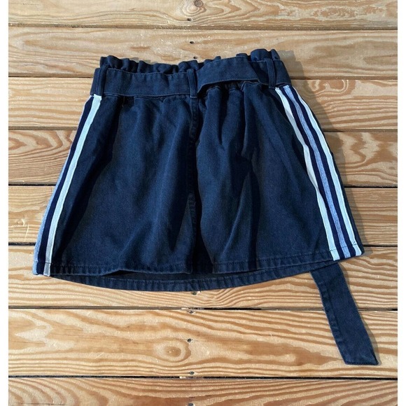 NWT Mustard Seed Stripe Side Denim Skirt Size Small Women’s Black Tie Waist - Picture 2 of 7